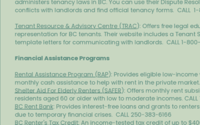 Resources from the Galiano Renters Forum 2026